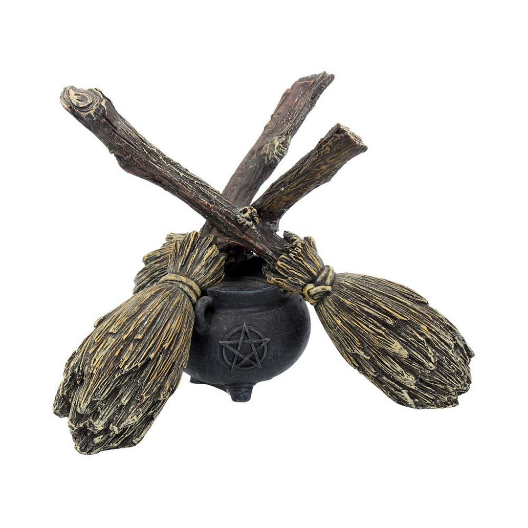 Witch Wiccan Witchcraft Broomstick Crystal Ball Holder B1867F6