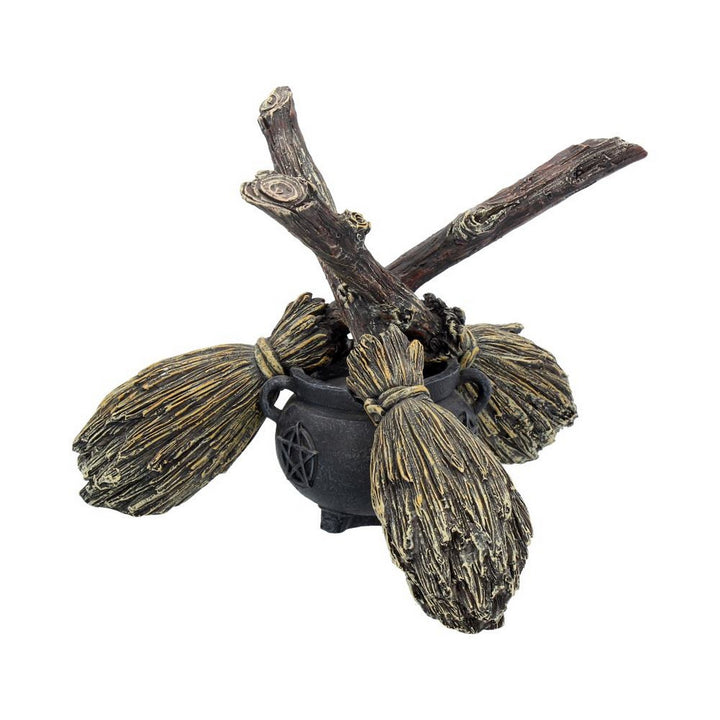 Witch Wiccan Witchcraft Broomstick Crystal Ball Holder B1867F6