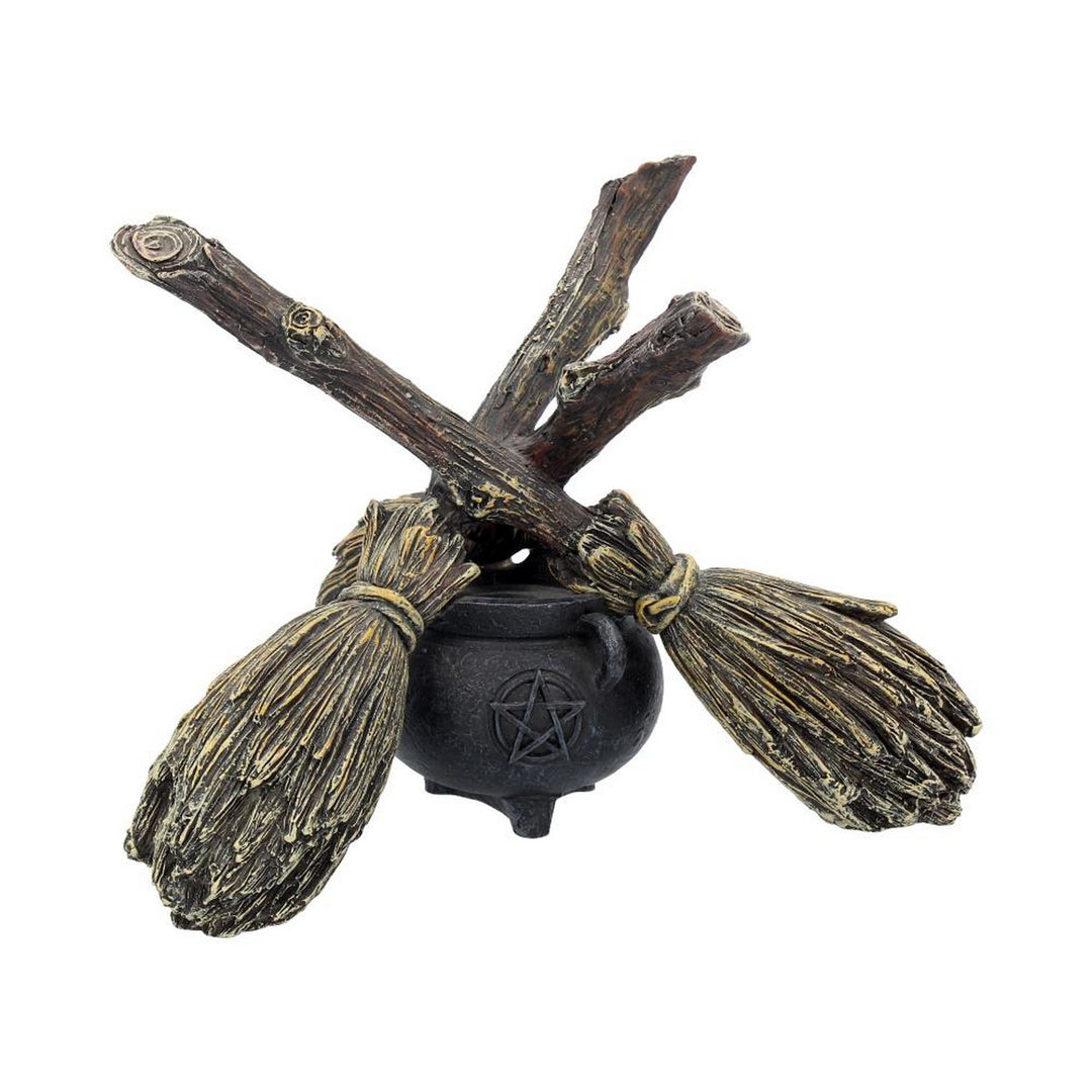 Witch Wiccan Witchcraft Broomstick Crystal Ball Holder B1867F6