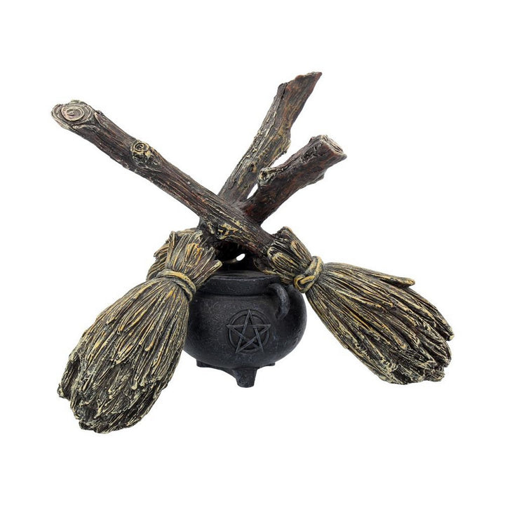 Witch Wiccan Witchcraft Broomstick Crystal Ball Holder B1867F6