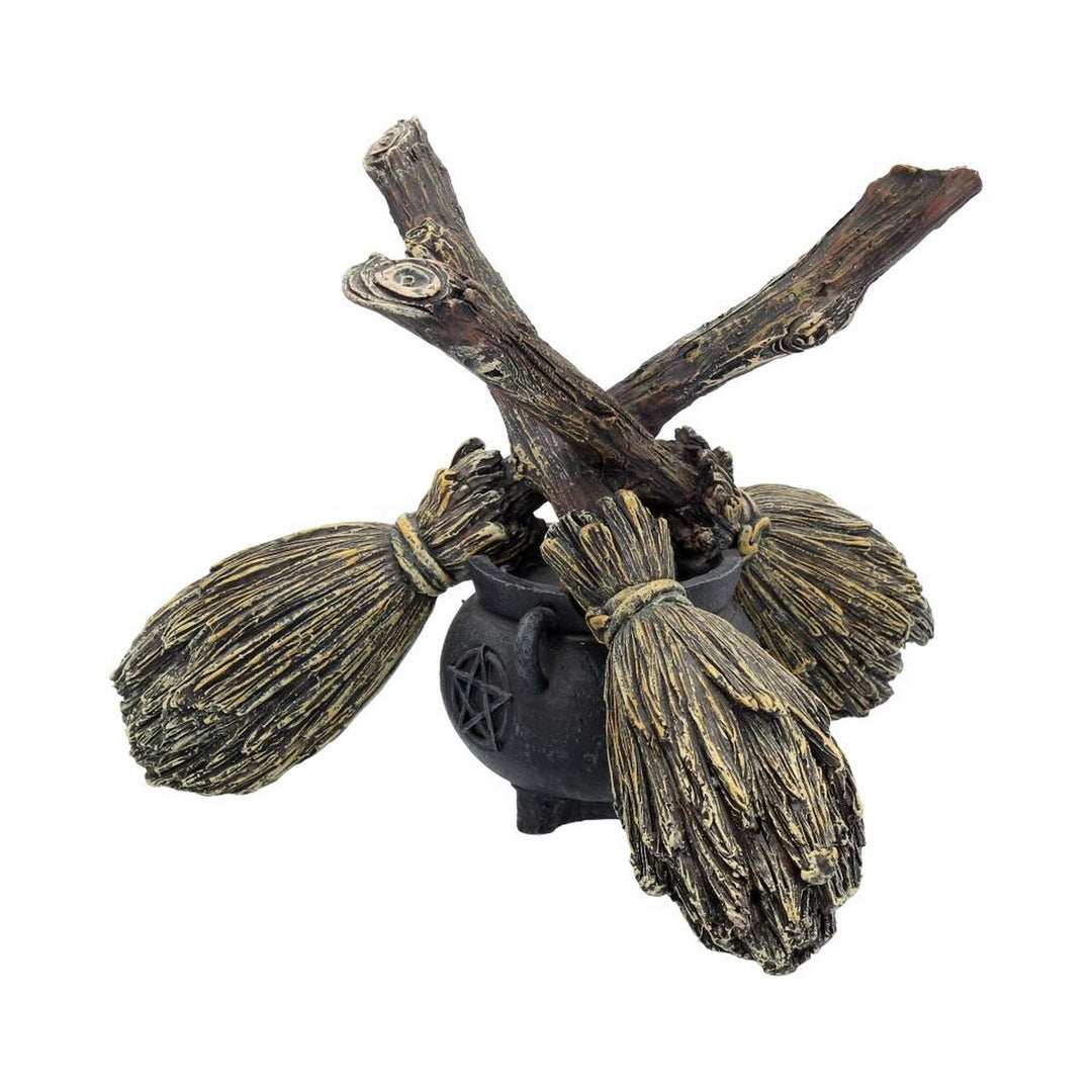 Witch Wiccan Witchcraft Broomstick Crystal Ball Holder B1867F6