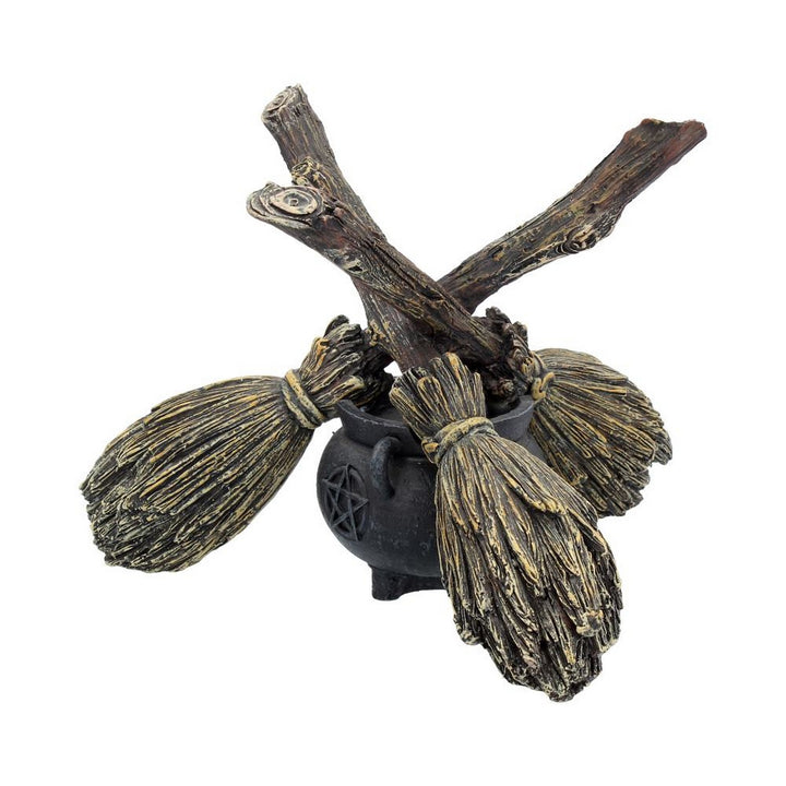 Witch Wiccan Witchcraft Broomstick Crystal Ball Holder B1867F6