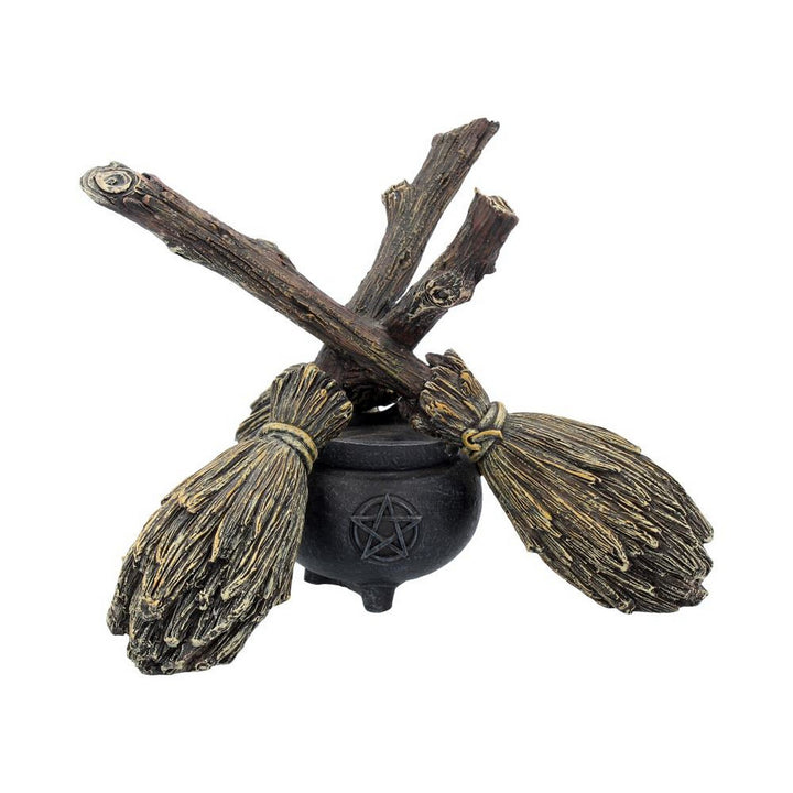 Witch Wiccan Witchcraft Broomstick Crystal Ball Holder B1867F6