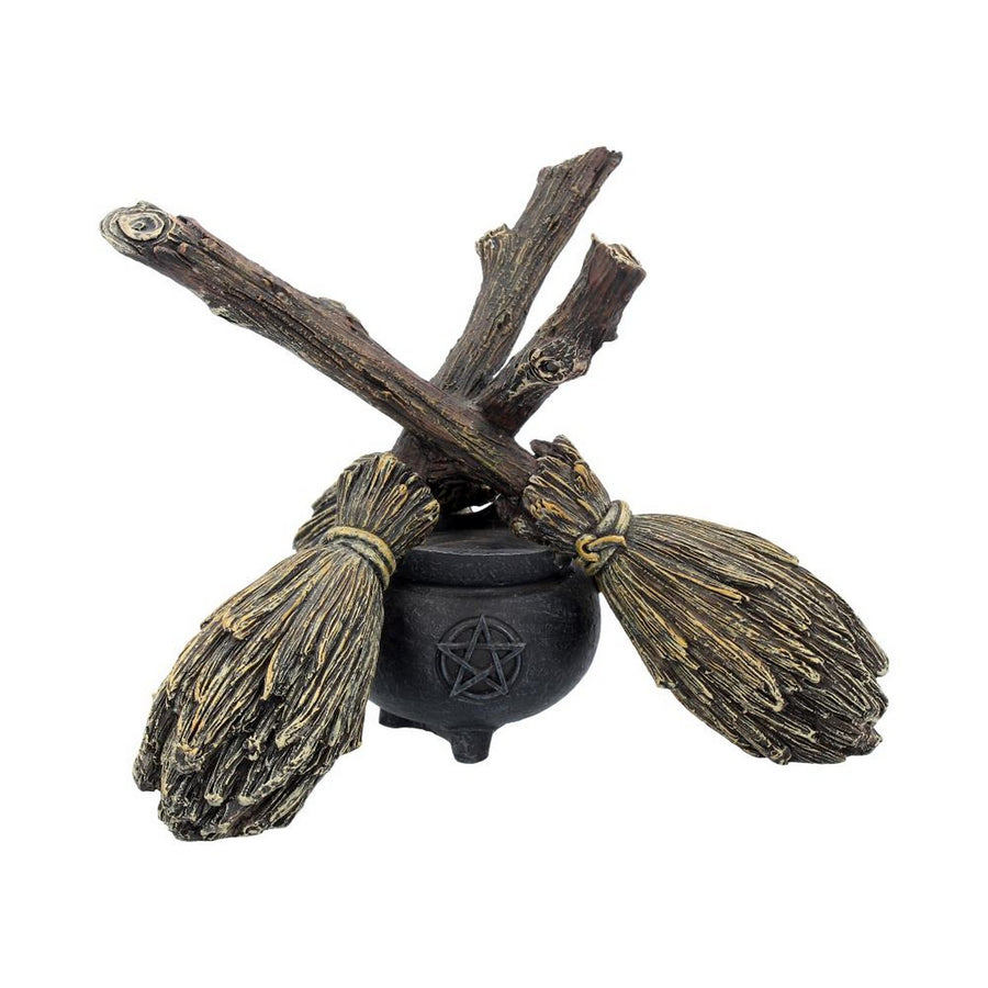 Witch Wiccan Witchcraft Broomstick Crystal Ball Holder B1867F6