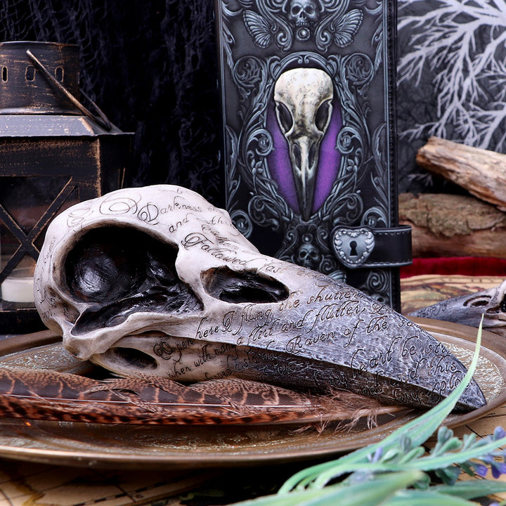 Edgar's Raven Skull Figurine Edgar Allen Poe Ornament B1986F6
