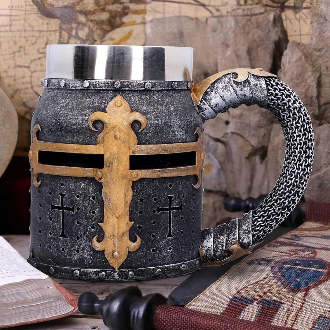 Crusader Medieval Knight Chainmail Tankard Historical Helmet Mug B2291F6