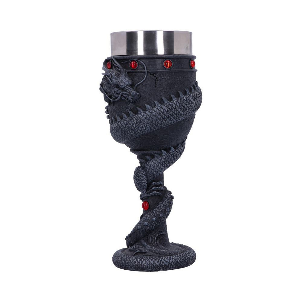 Black Chinese Dragon Coil Goblet Wine Glass B2406G6