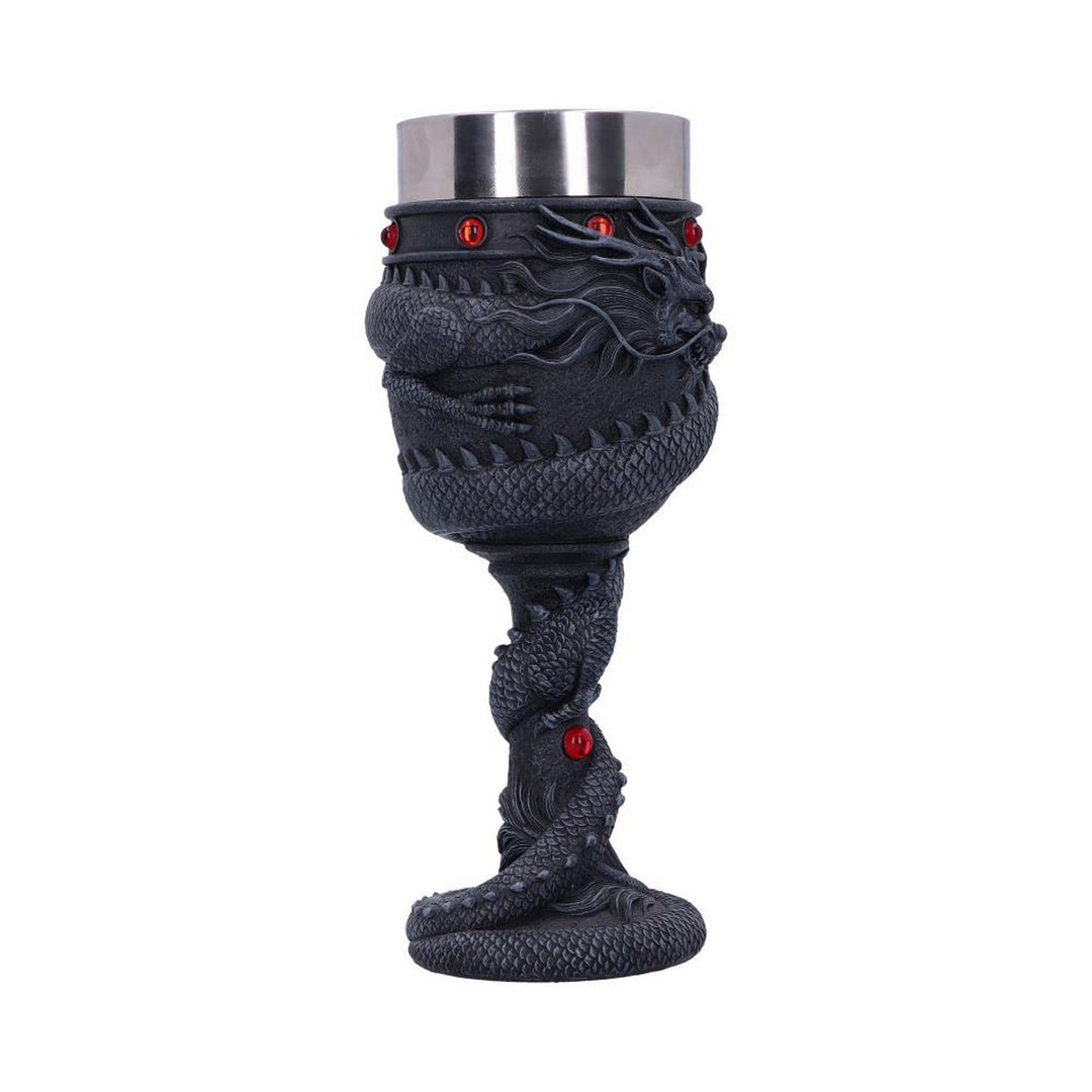 Black Chinese Dragon Coil Goblet Wine Glass B2406G6