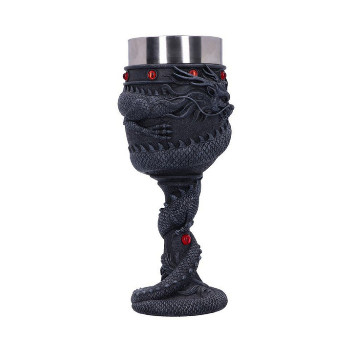 Black Chinese Dragon Coil Goblet Wine Glass B2406G6