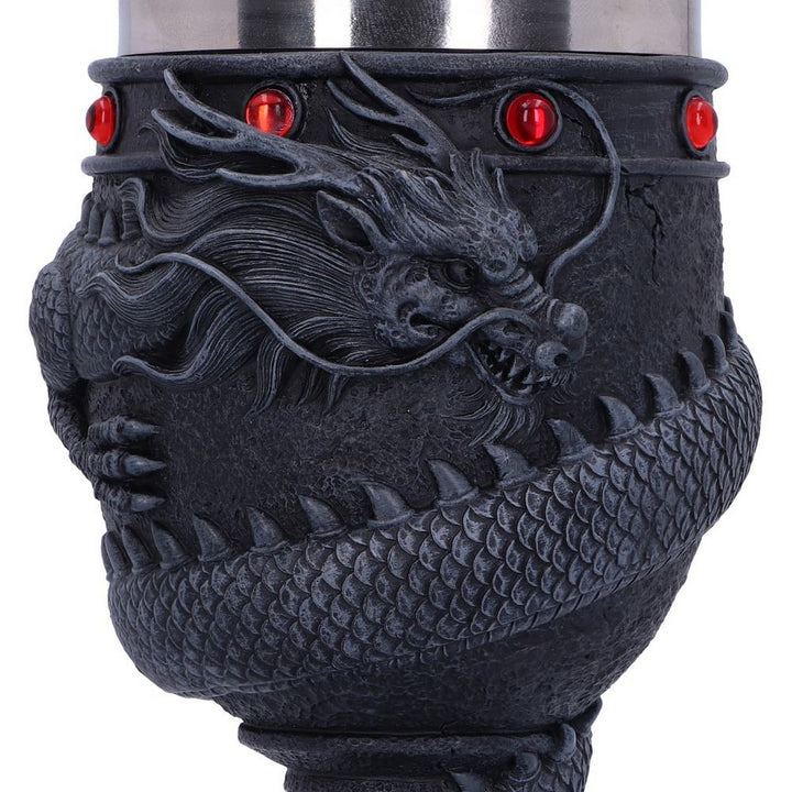 Black Chinese Dragon Coil Goblet Wine Glass B2406G6