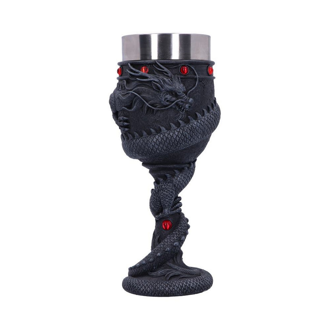 Black Chinese Dragon Coil Goblet Wine Glass B2406G6