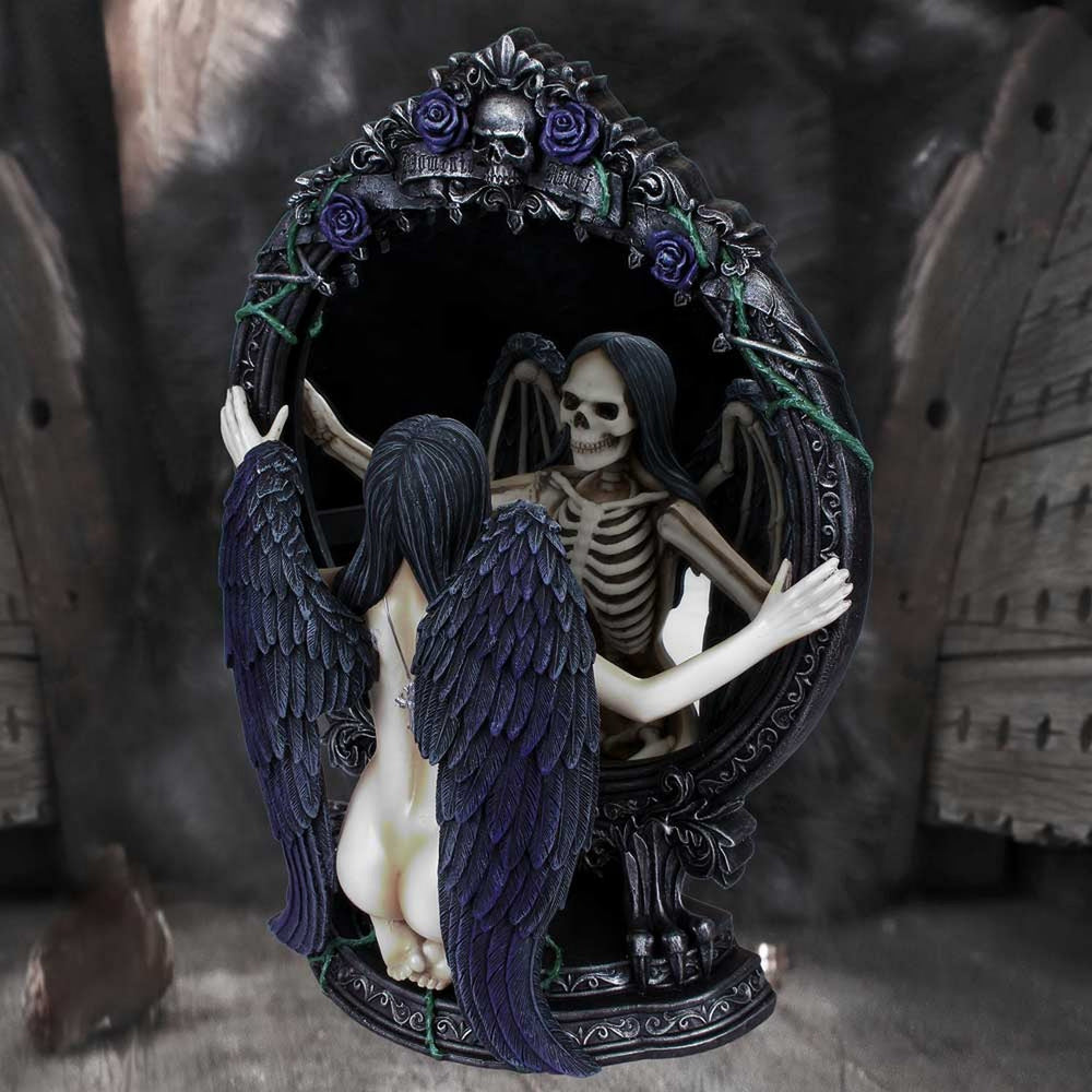 Fates Reflection Gothic Mirror Female Skeleton Ornament B2407G6