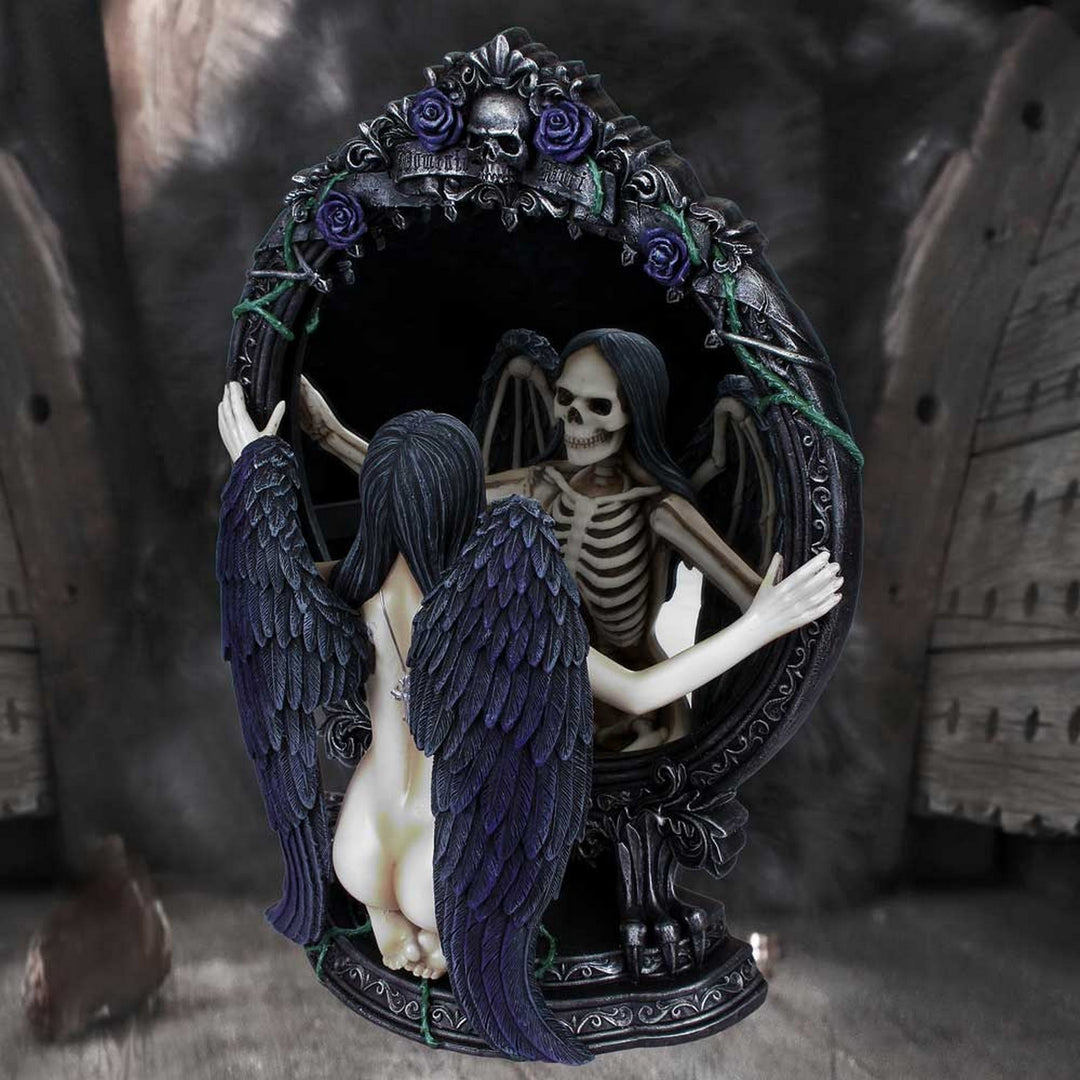 Fates Reflection Gothic Mirror Female Skeleton Ornament B2407G6