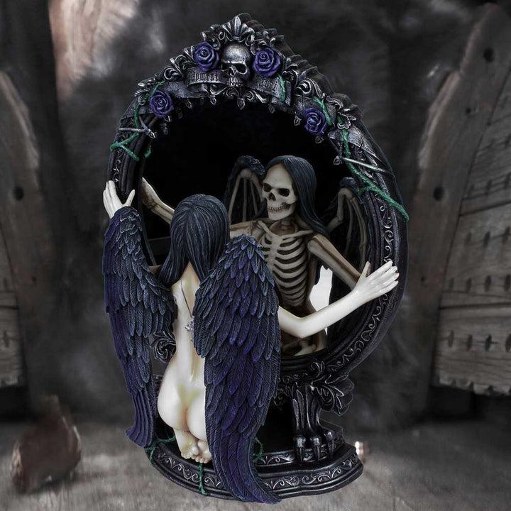 Fates Reflection Gothic Mirror Female Skeleton Ornament B2407G6