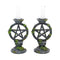 Set of 2 Wiccan Pentagram Candlesticks Witch Candle Holders B2539G6