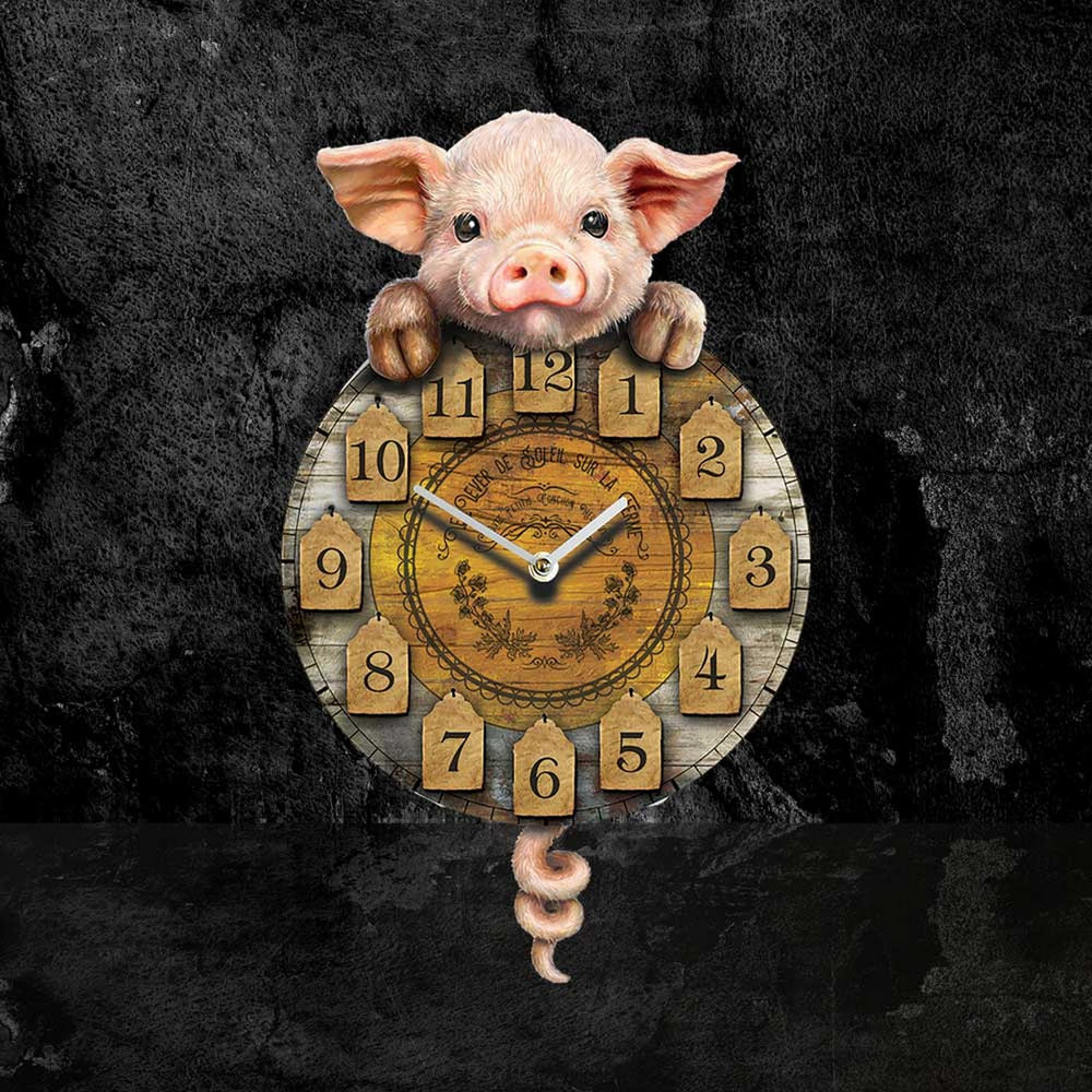 Piggin' Tickin' Pig Pendulum Clock B3086H7
