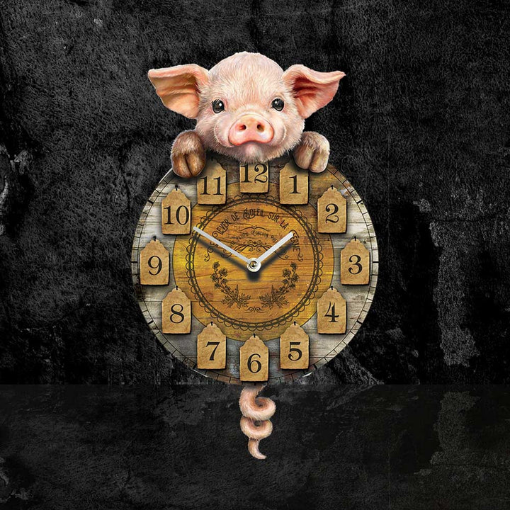 Piggin' Tickin' Pig Pendulum Clock B3086H7