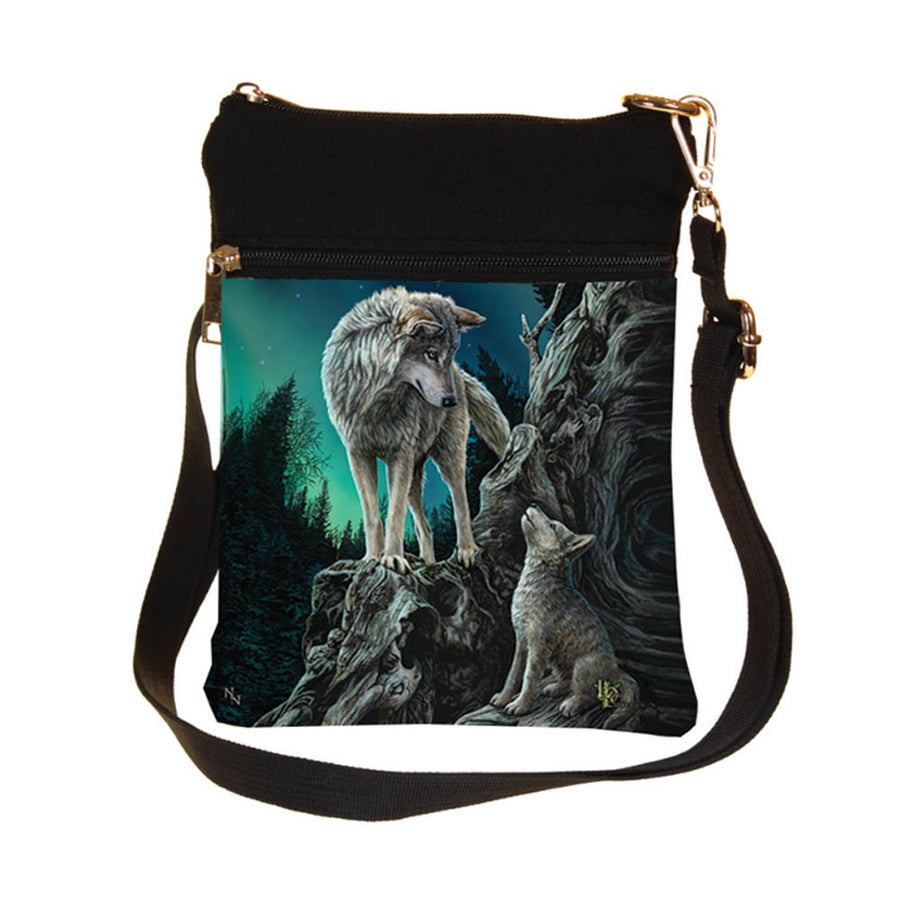 Small Guidance Wolf and Pup Shoulder Bag by Lisa Parker B3309J7