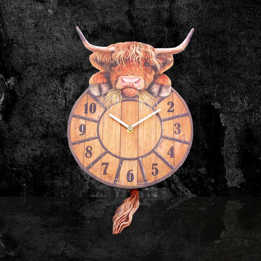 Highland Tickin' Cow Pendulum Clock B3507J7