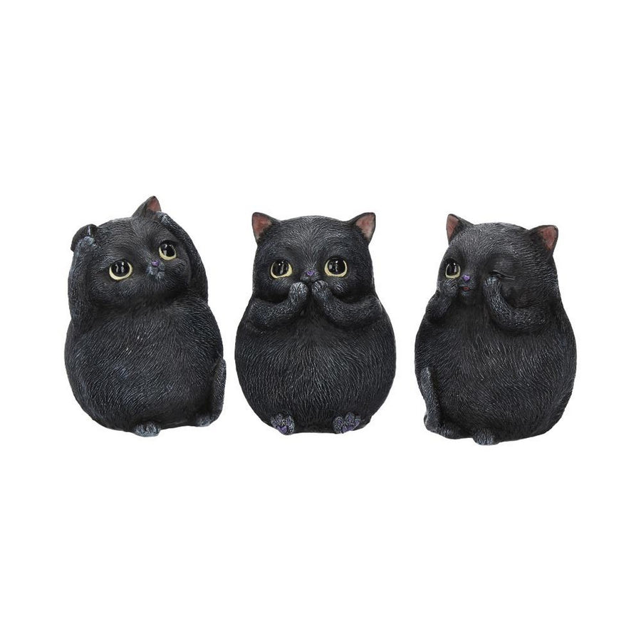 Three Wise Fat Cat Figurines 8.5cm - 3 Wise Cute Cats B3655J7