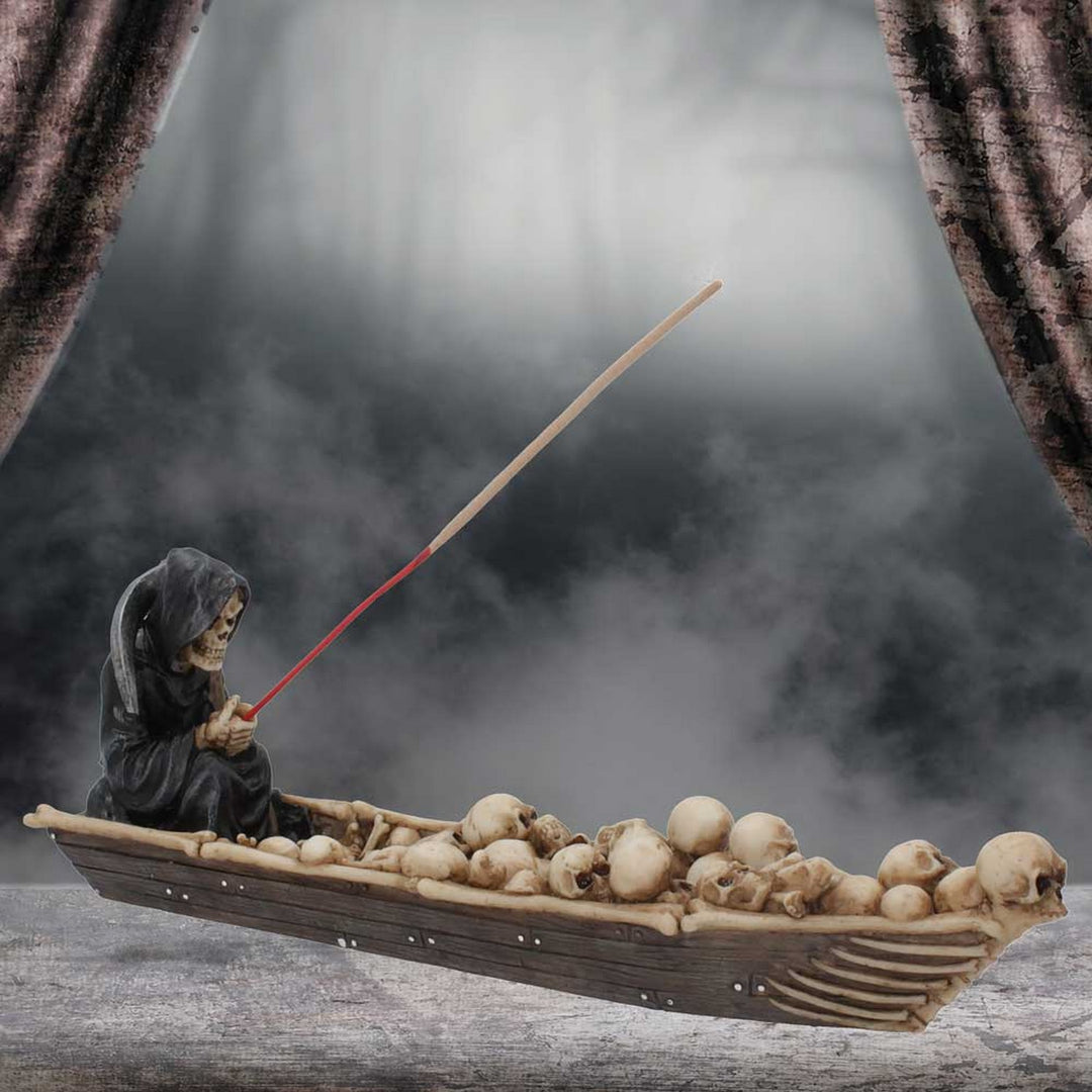 The Ferryman Grim Reaper River Styx Skeleton Incense Holder B4286M8