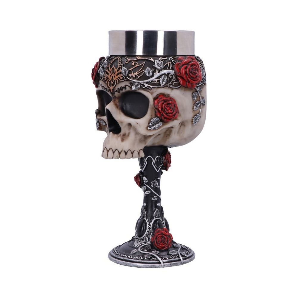 Gothic Roses Goblet Skull Horror Roses Wine Glass B4327M8
