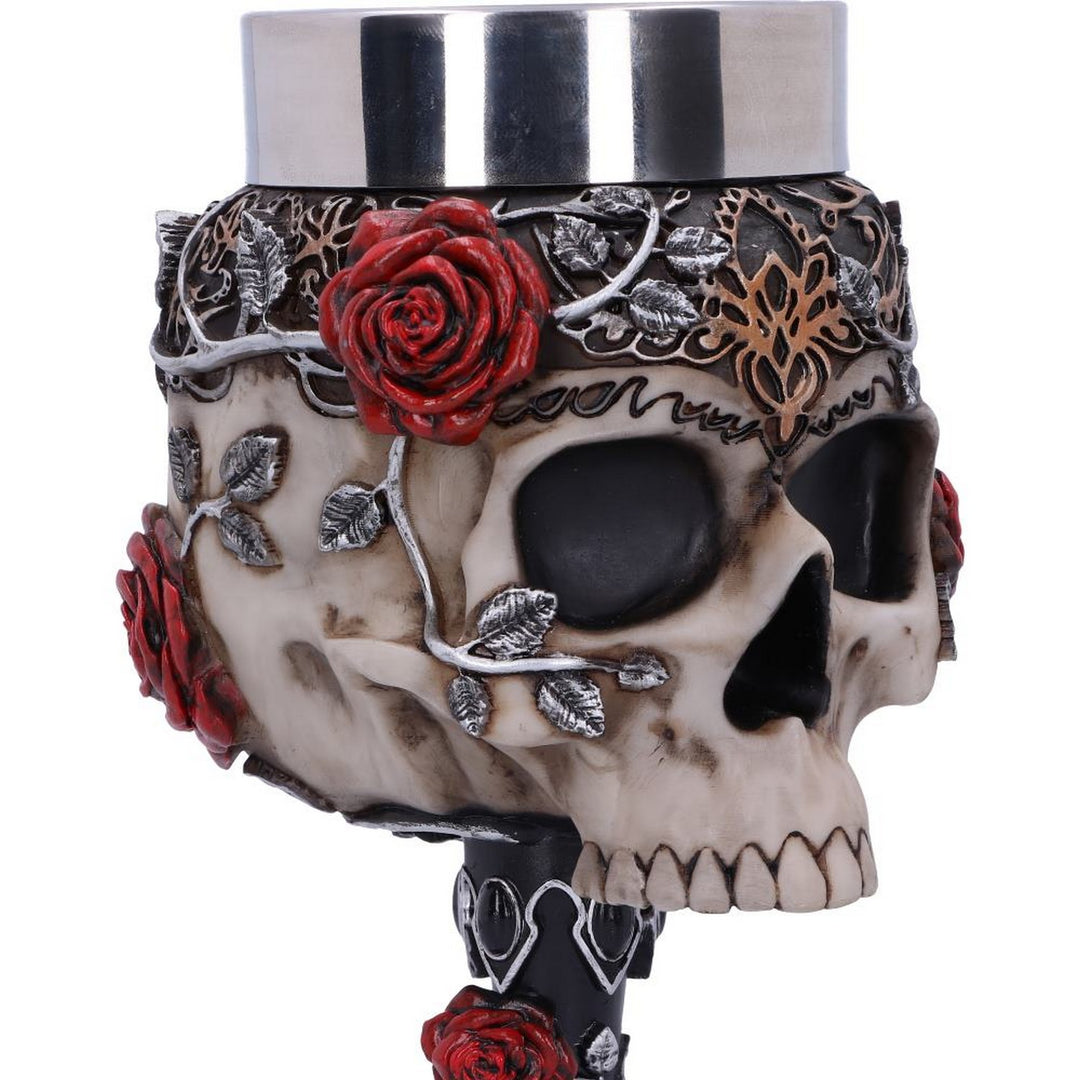 Gothic Roses Goblet Skull Horror Roses Wine Glass B4327M8