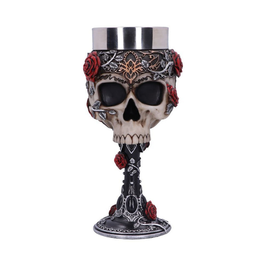 Gothic Roses Goblet Skull Horror Roses Wine Glass B4327M8