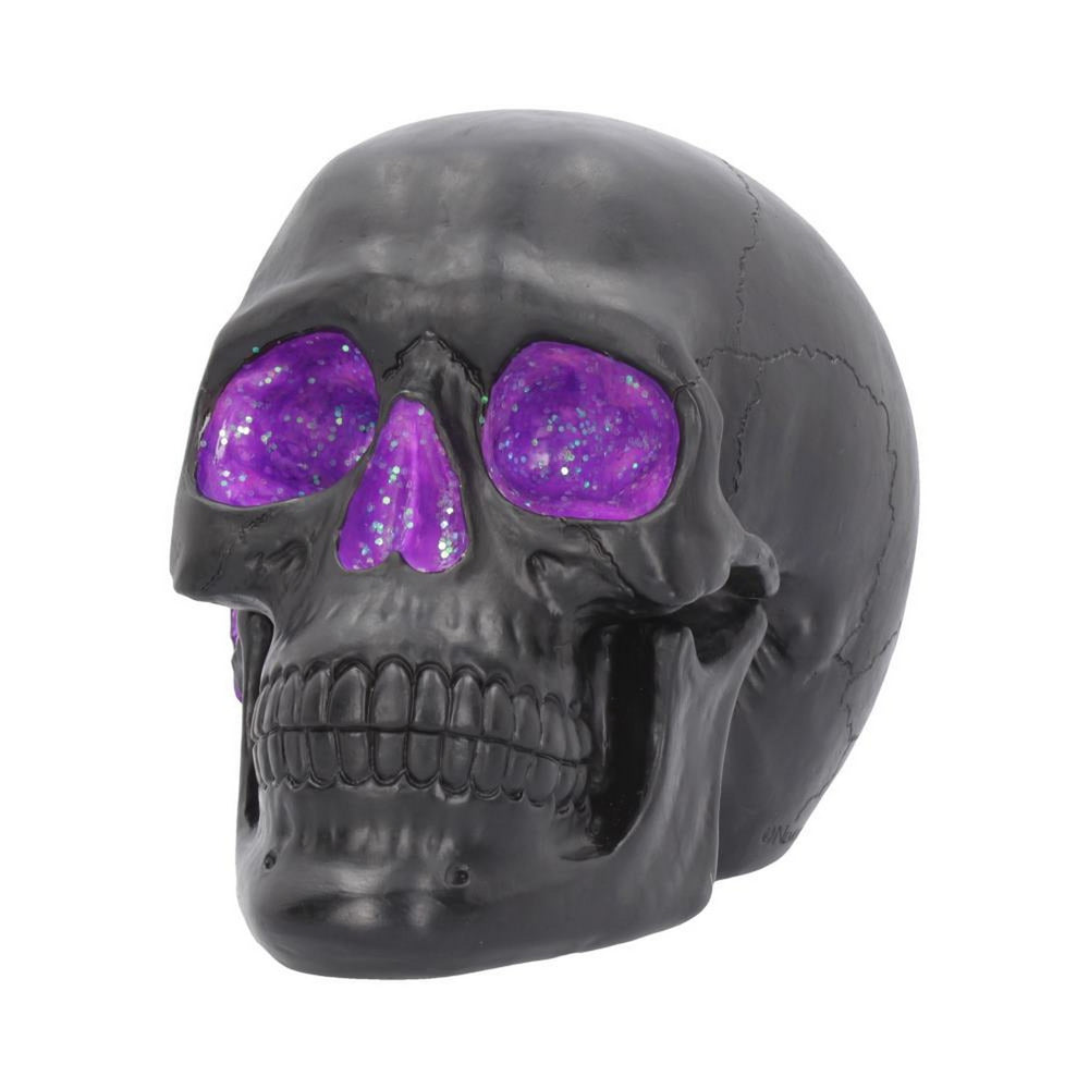 Geode Skull Black Purple Gothic Glitter Skull Figurine B4341M8