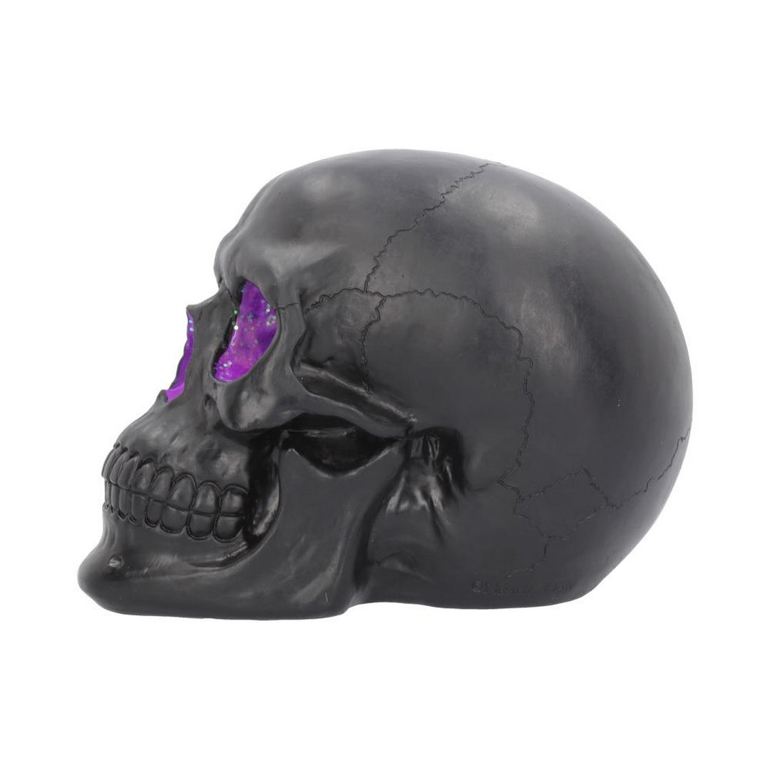 Geode Skull Black Purple Gothic Glitter Skull Figurine B4341M8
