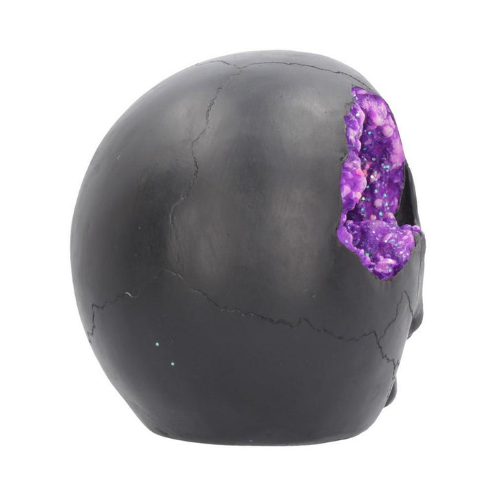 Geode Skull Black Purple Gothic Glitter Skull Figurine B4341M8