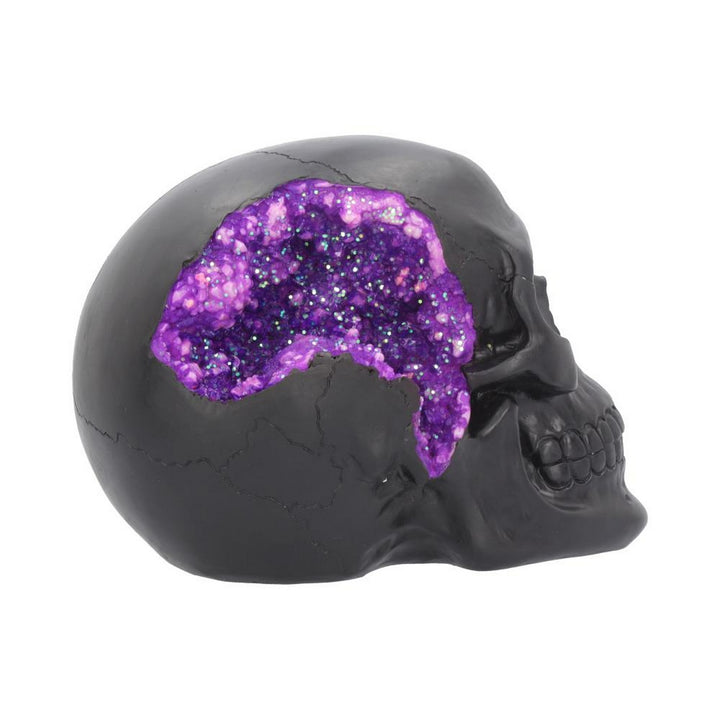 Geode Skull Black Purple Gothic Glitter Skull Figurine B4341M8