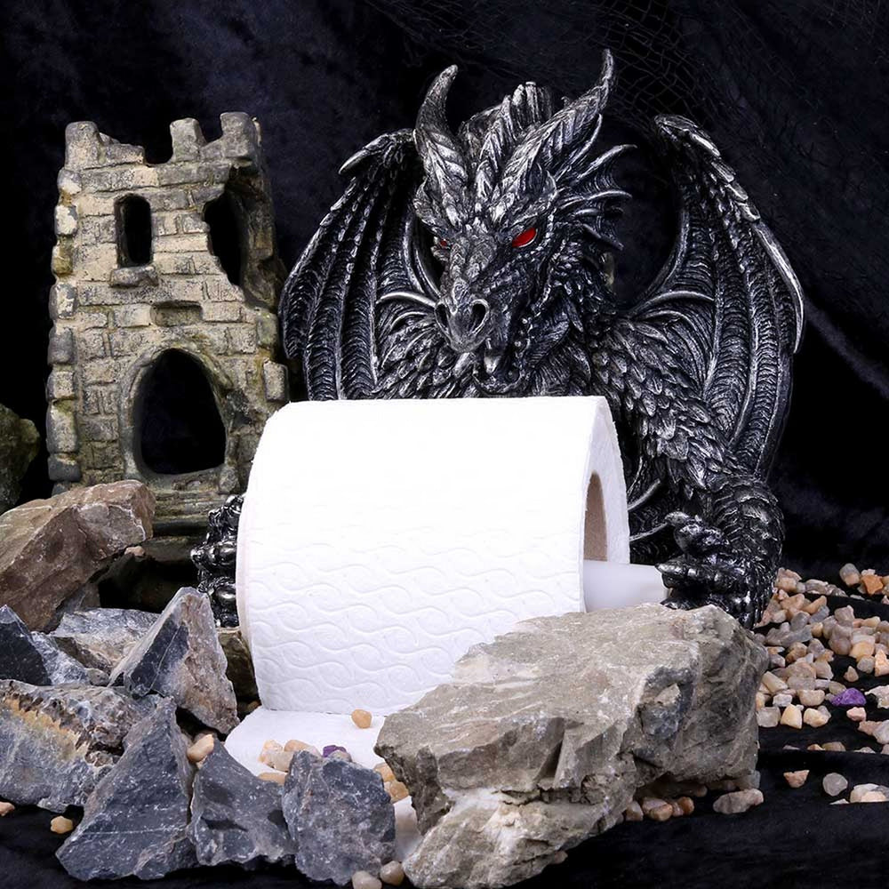Obsidian Menacing Gothic Dragon Toilet Roll Holder B4431M8