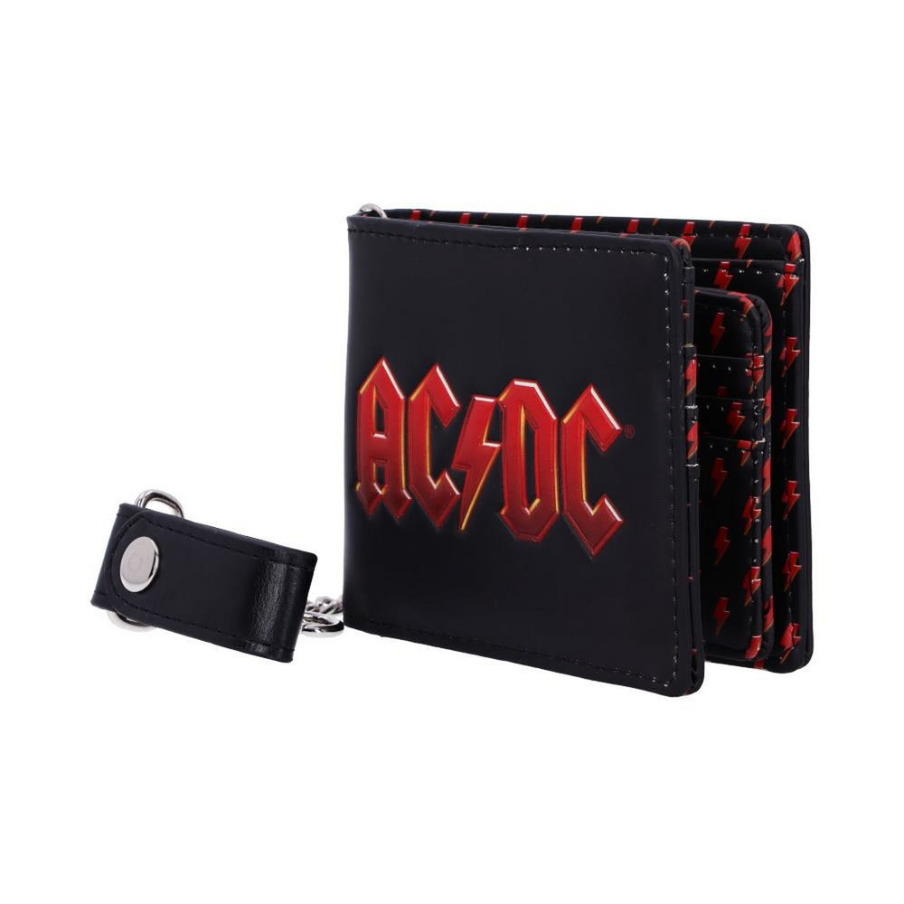 AC/DC Logo Leather Lightning Chained Wallet Purse B4439N9