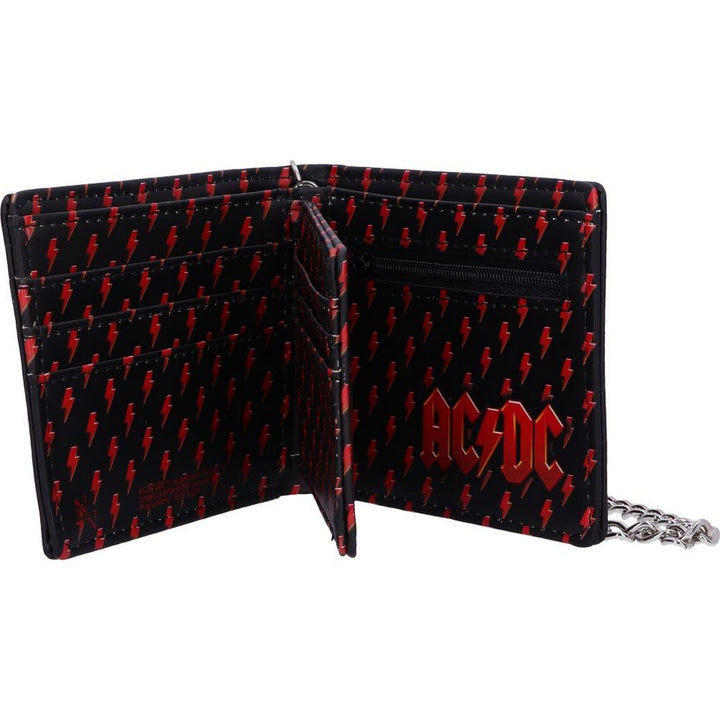 AC/DC Logo Leather Lightning Chained Wallet Purse B4439N9