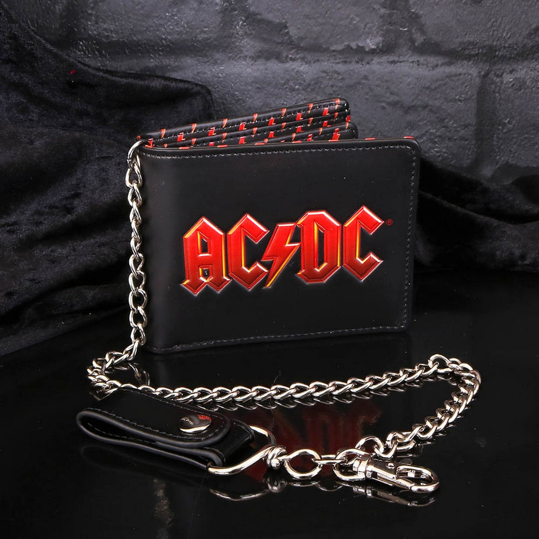 AC/DC Logo Leather Lightning Chained Wallet Purse B4439N9