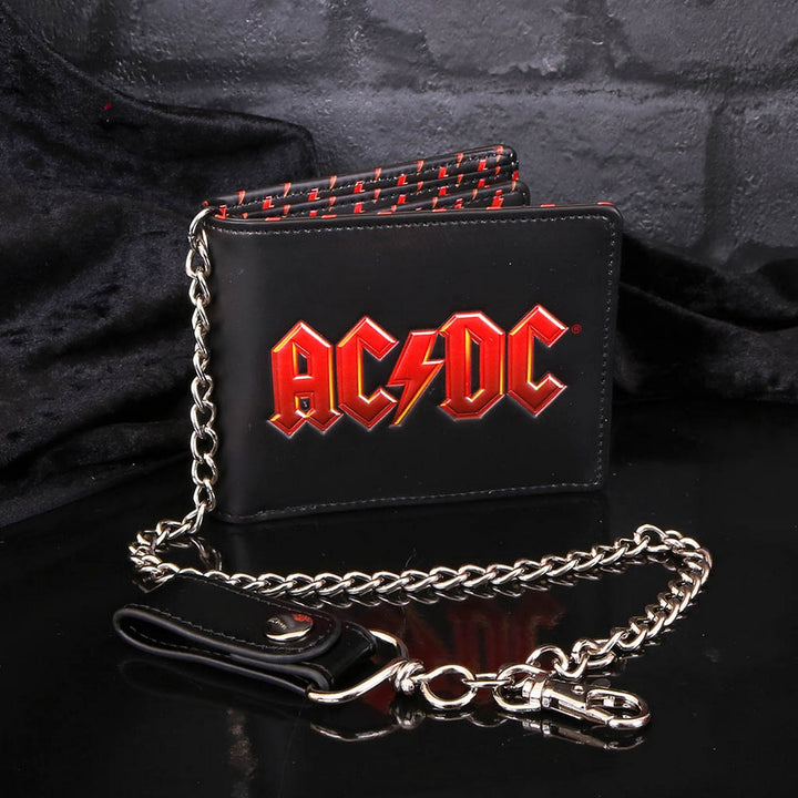 AC/DC Logo Leather Lightning Chained Wallet Purse B4439N9