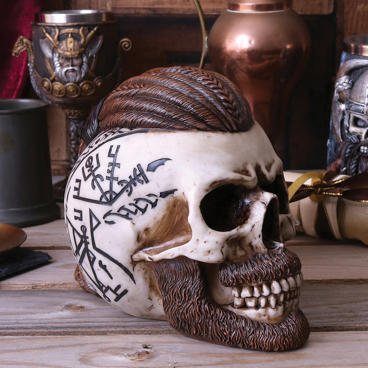 Ragnar Viking Skull Ornament 16cm B4477N9