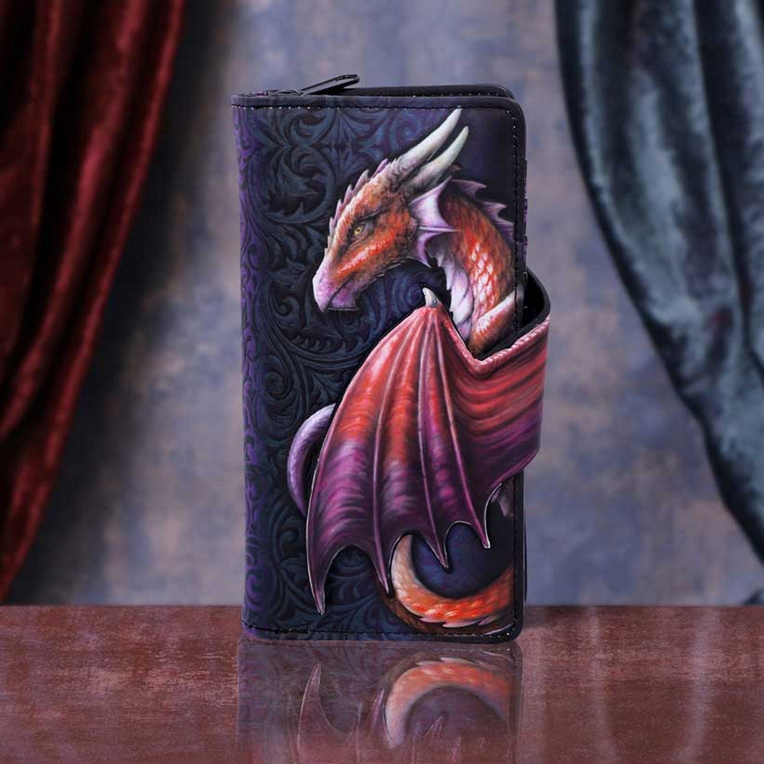 Take Flight Flying Gold Dragon Embossed Purse B4705P9