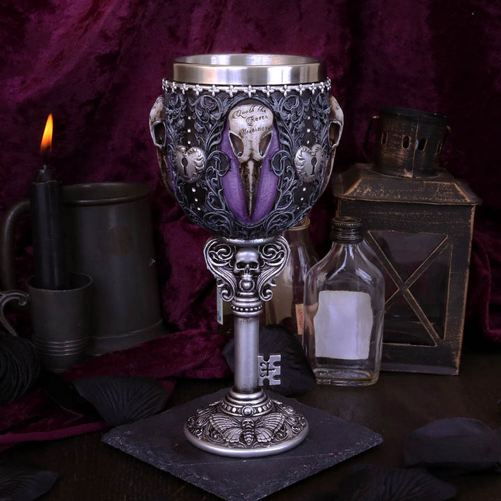 Edgar Allen Poe Nevermore Raven Goblet B4725P9