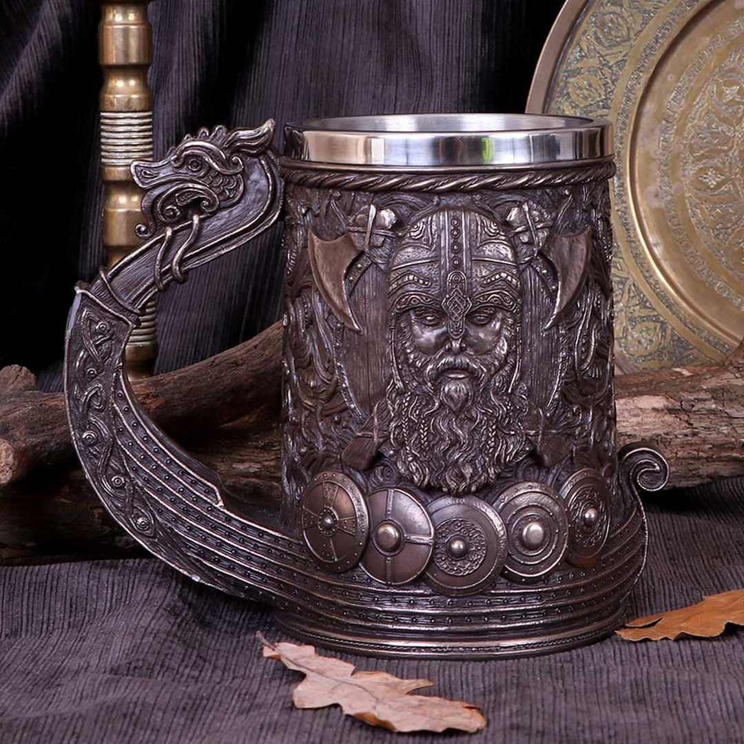 Bronze Drakkar Dragon Boat Viking Tankard B4810P9