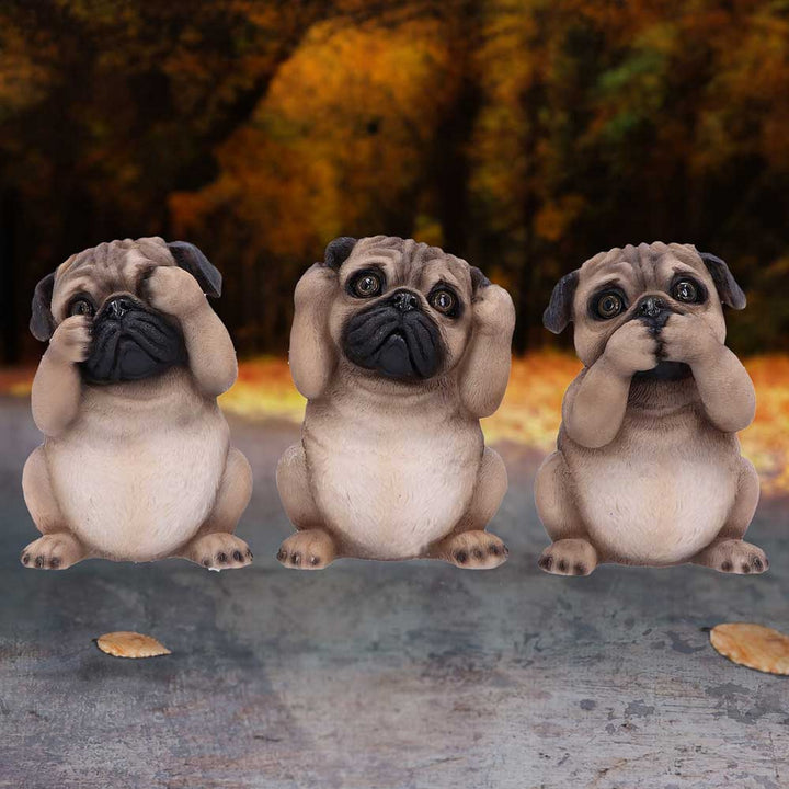 Three Wise Pugs Dog Ornaments B4884P9