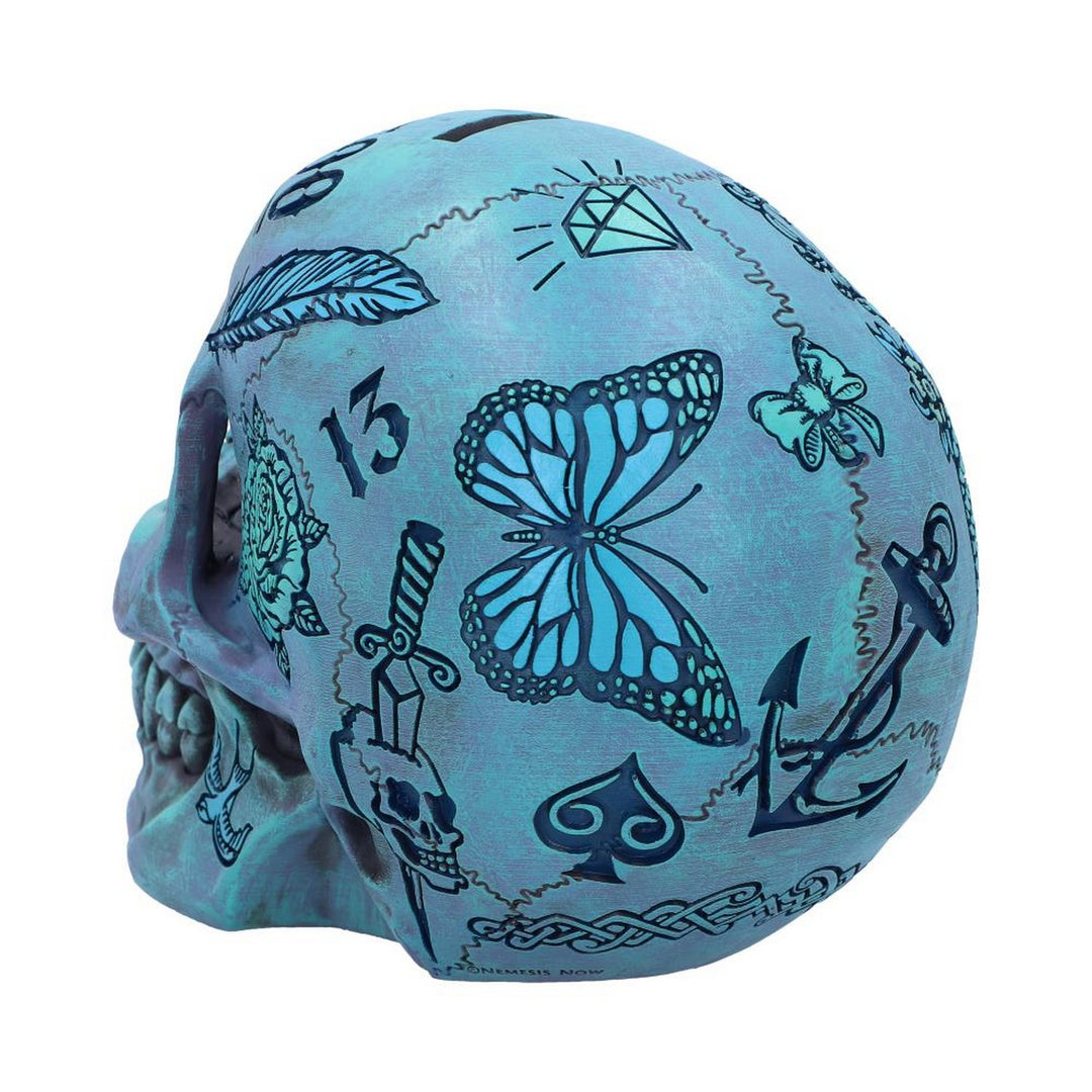 Aqua Blue Traditional, Tribal Tattoo Fund Skull B5111R0