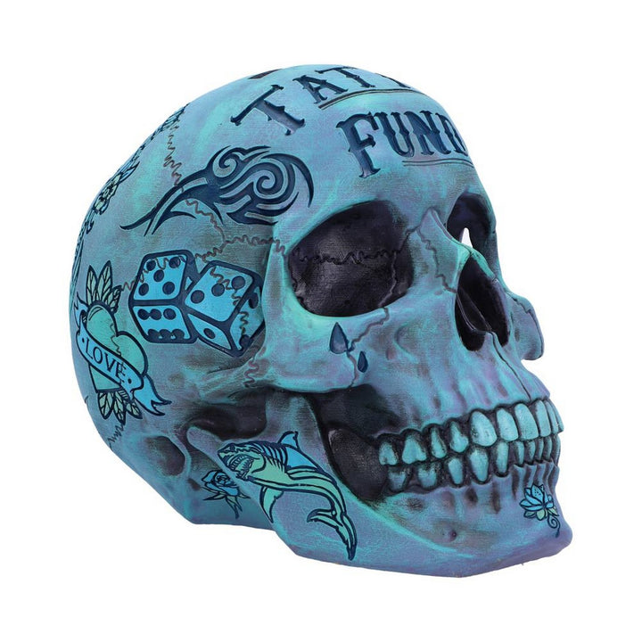 Aqua Blue Traditional, Tribal Tattoo Fund Skull B5111R0