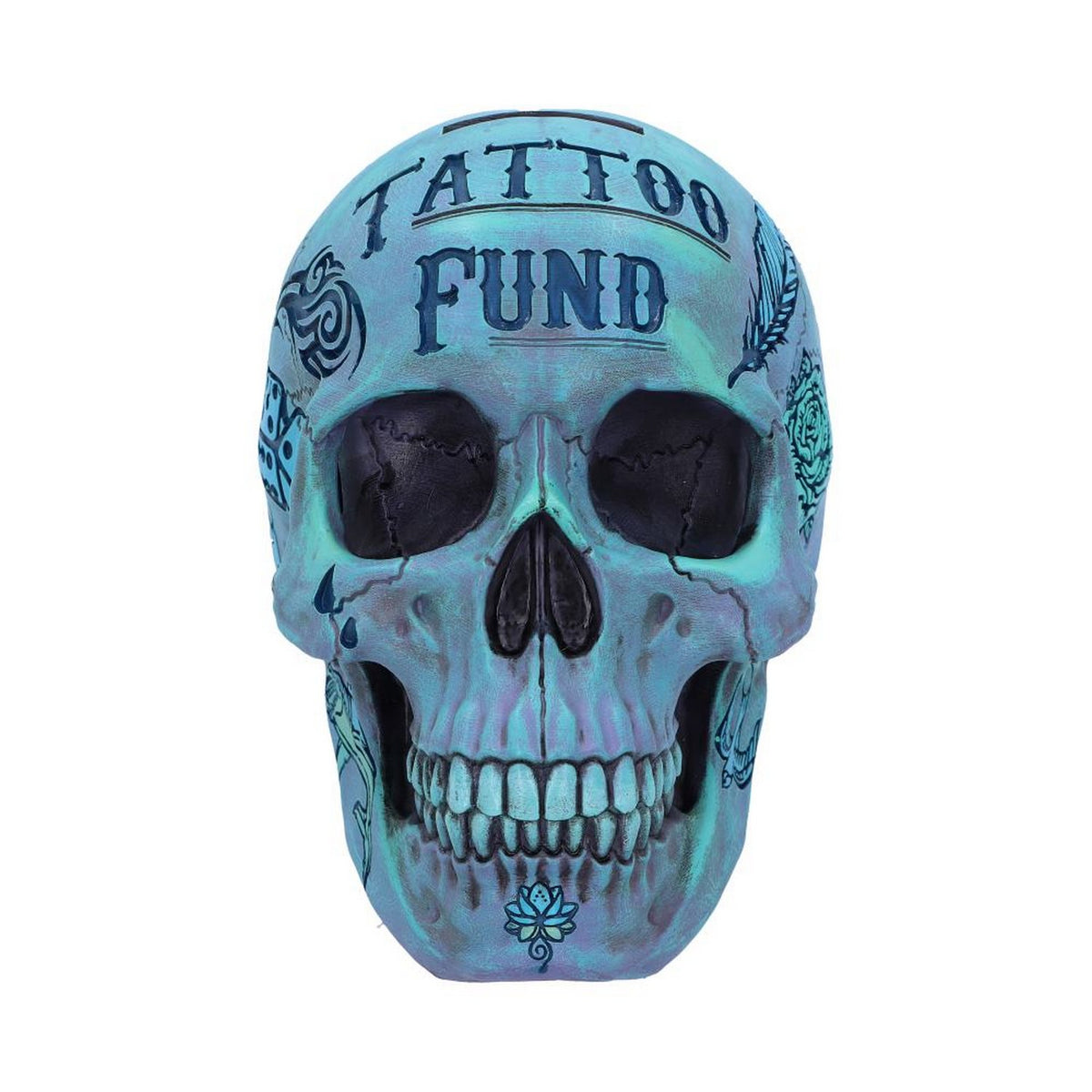 Aqua Blue Traditional, Tribal Tattoo Fund Skull B5111R0