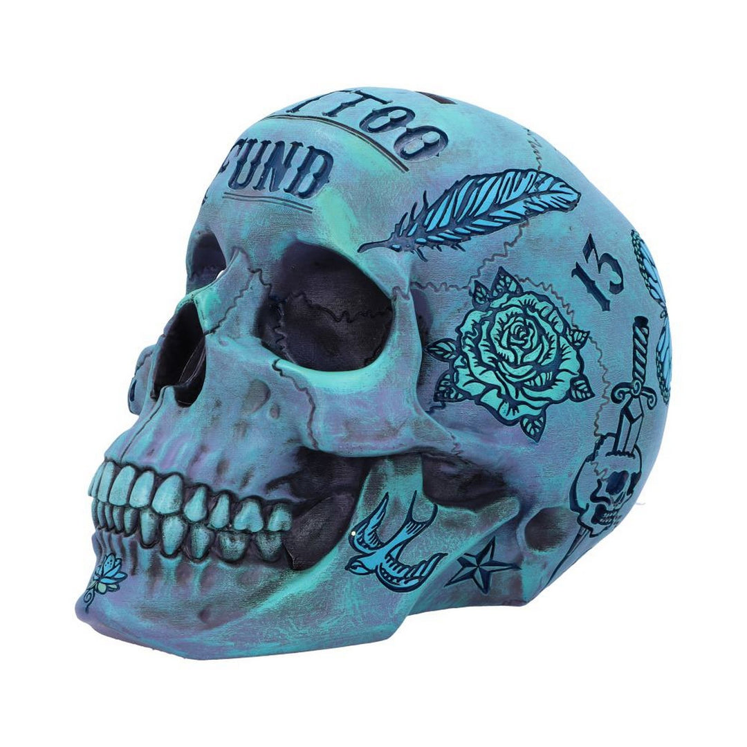 Aqua Blue Traditional, Tribal Tattoo Fund Skull B5111R0