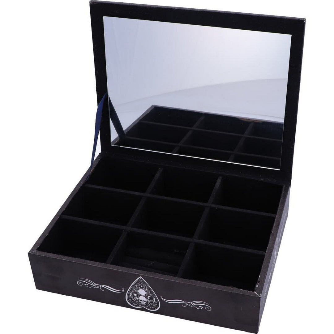 Black and White Spirit Board and Planchette Jewellery Storage Box with Mirror B5112R0