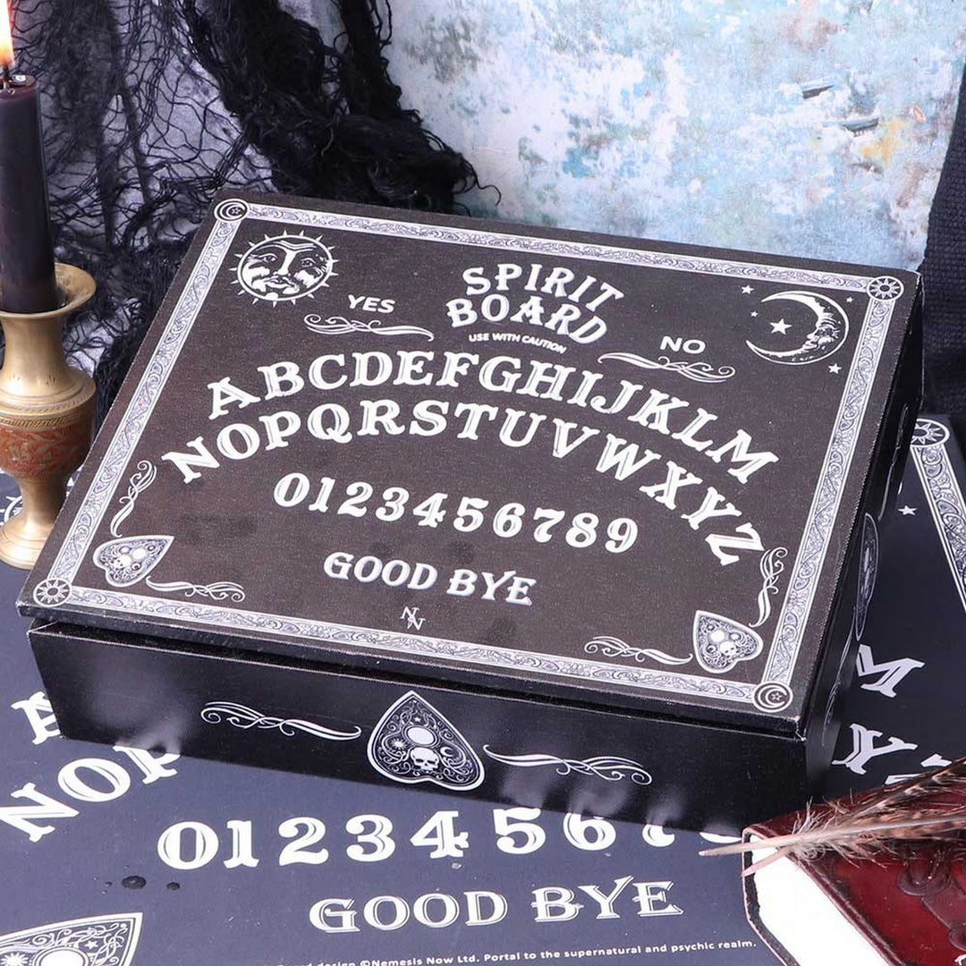 Black and White Spirit Board and Planchette Jewellery Storage Box with Mirror B5112R0