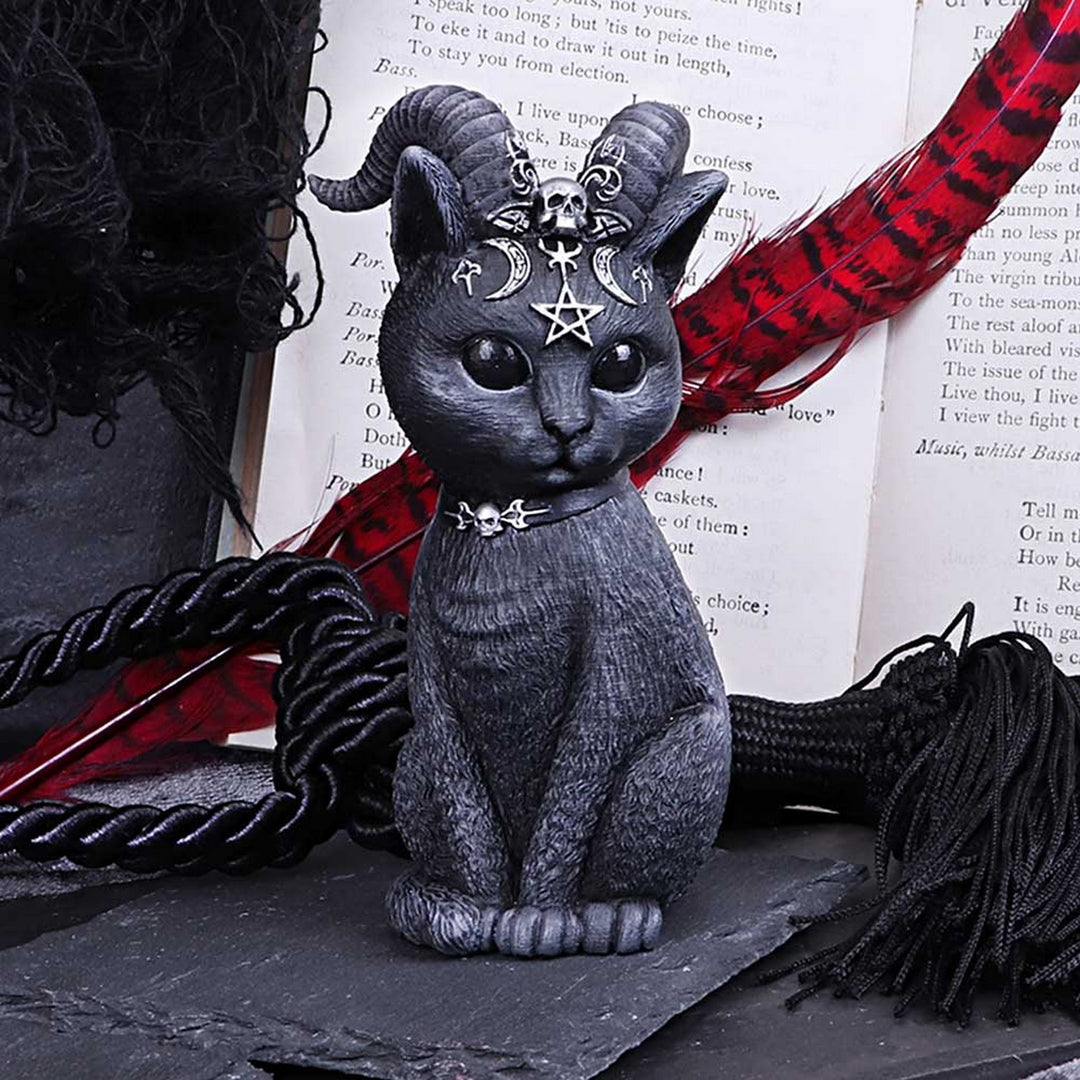 Pawzuph Horned Occult Cat Figurine B5148R0