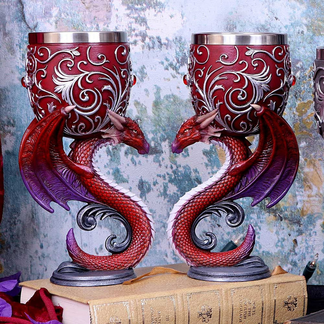 Dragons Devotion Twin Dragon Heart Set of Two Goblets B5190R0